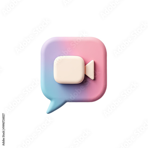 3D Video Chat Bubble Icon - 3D Renderings