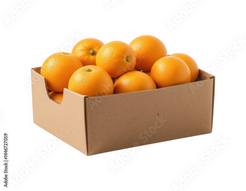 oranges in box isolated on white background png