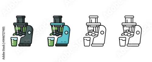 Masticating Juicer Icon Set in Different Styles