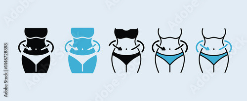 Female Body Shape Icons Showing Weight Loss and Waist Reduction