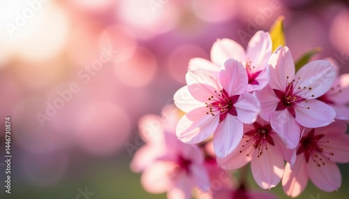 Wallpaper Mural Close up of beautiful cherry blossom tree with soft light bokeh, outdoor, garden, petals Torontodigital.ca