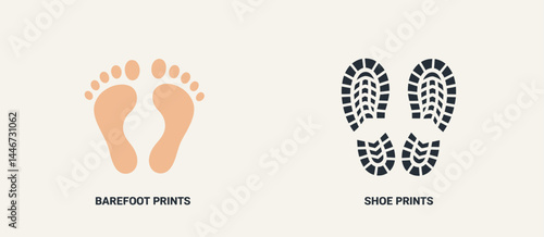 Barefoot and Shoe Prints Comparison Graphic