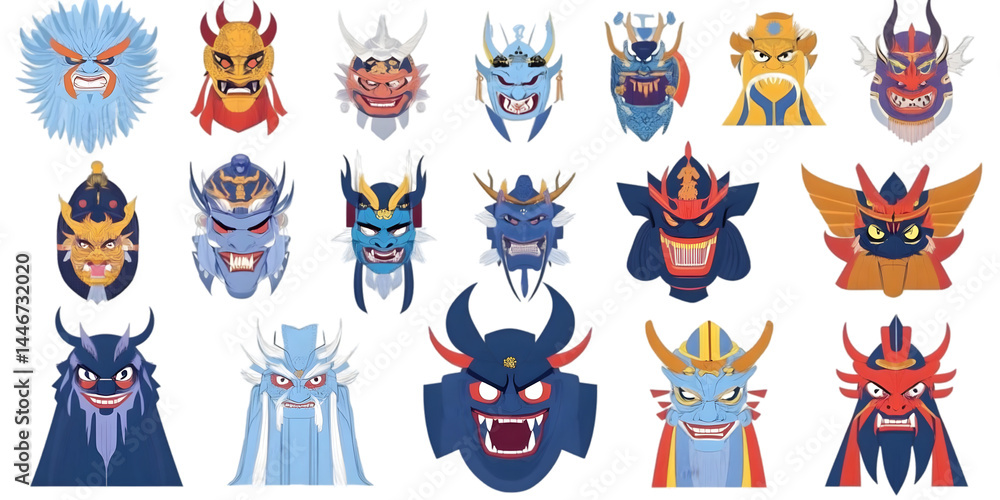Pixel Art Japanese Demon Dragon Characters Collection Illustration Pixel Art Japanese Demon Dragon Characters Collection Illustration