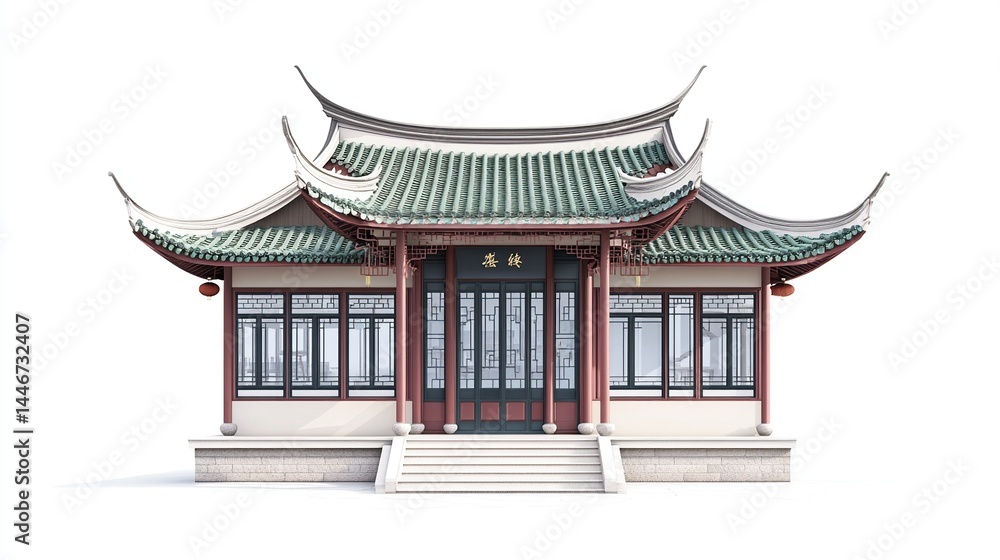 Obraz premium Traditional Chinese architecture house isolated on white.