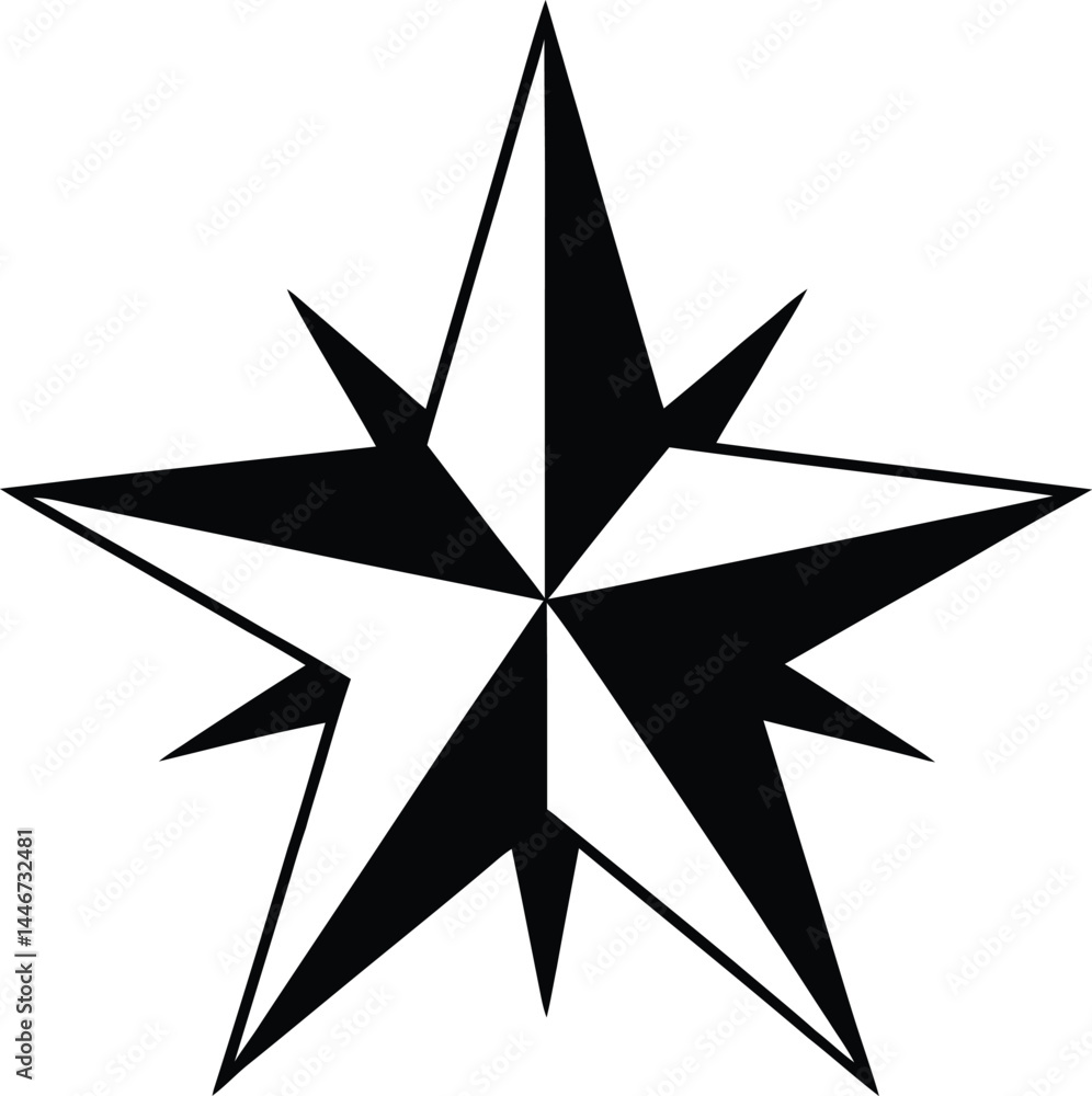 Fototapeta premium Black and White Geometric Star Symbol Vector Art