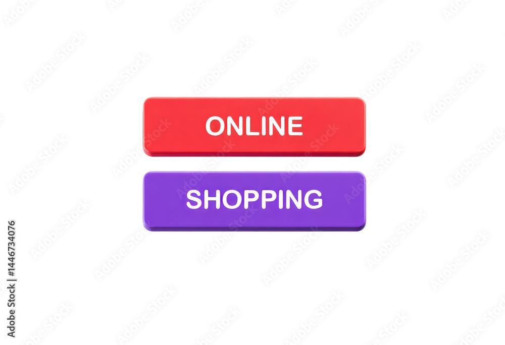 Online Shopping Buttons, Red & Purple, Transparent Background. Online Shopping Buttons, Red & Purple, Transparent Background.
