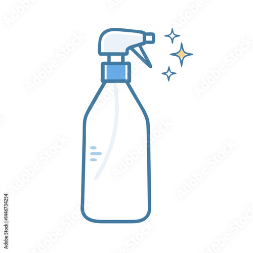 Clean Spray Bottle Icon with Sparkles  