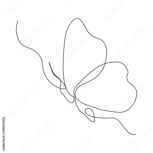 Continuous single line of beautiful flying butterfly nature animal wildlife concept for beauty fashion spa sketch drawing editable stroke vector illustration