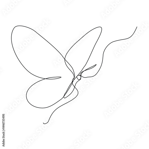 Continuous single line of beautiful flying butterfly nature animal wildlife concept for beauty fashion spa sketch drawing editable stroke vector illustration