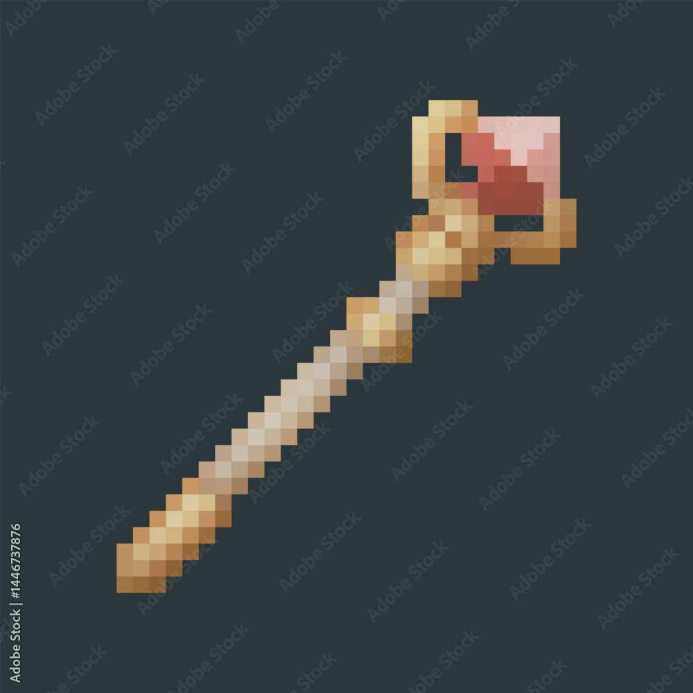 Fototapeta premium ruby staff in pixel art style in isolated background