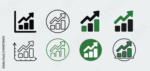 Collection of Upward Trending Bar Graph Icons