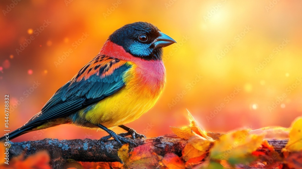Vibrant Autumn Bird on Branch