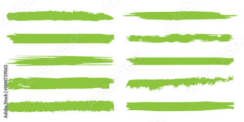 Brush line set. Vector calligraphy paint strokes. Vintage Chinese brushstrokes collection. Straight long hand drawn stripes vector sketch. Abstract  ink grungy lines, borders, emphasis underlines.