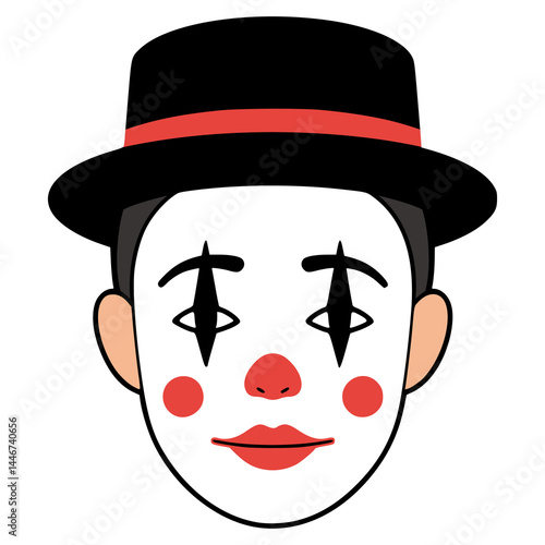 mime face profile avatar flat color vector illustration template design