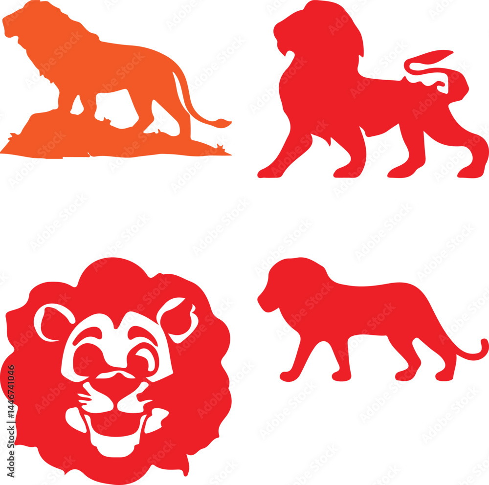 Naklejka premium Lion bundil simple icon. Vector ICON all icon Viktor