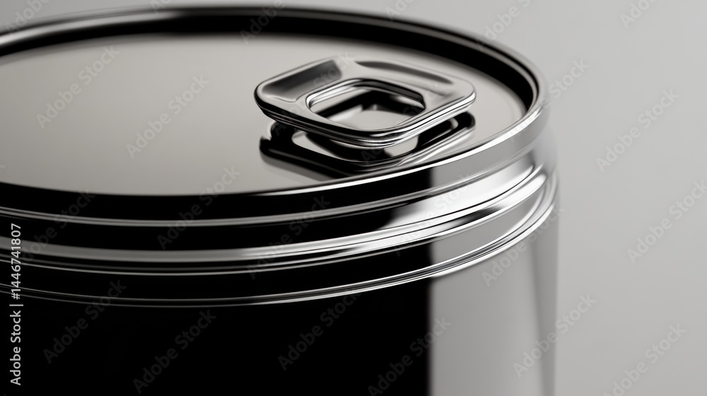 Close-up of a shiny metal can with a lid Close-up of a shiny metal can with a lid