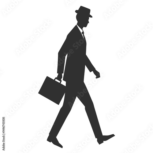 Man Walking With Briefcase silhouette vector illustration