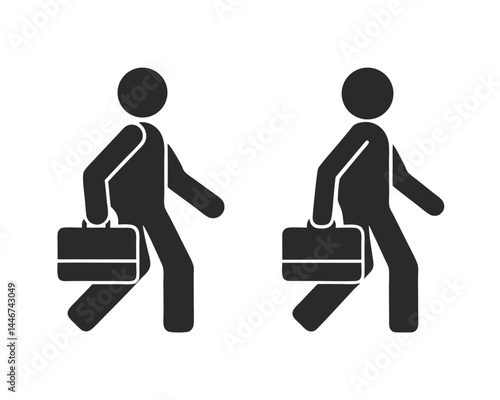 Man Walking With Briefcase icon silhouette vector illustration
