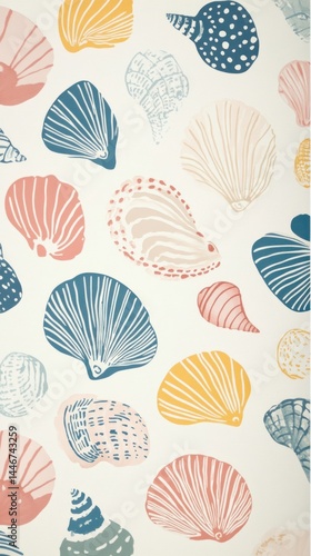 Sea shell pattern design on light background.