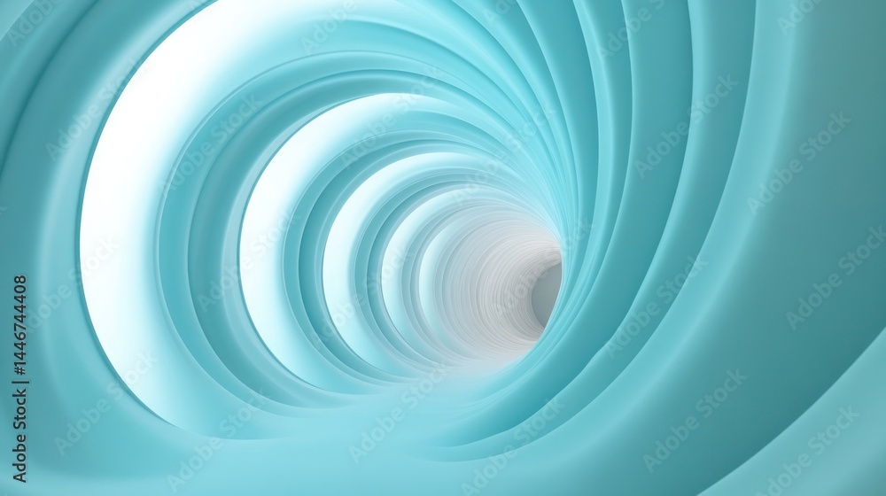 Fototapeta premium Abstract Teal Swirling Tunnel: A Visual Journey into Depth and Light