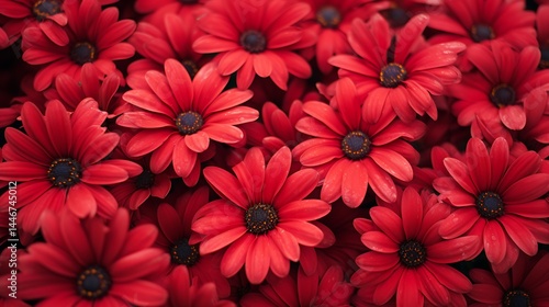 Beautiful red african daisy flowers. Floral background.
