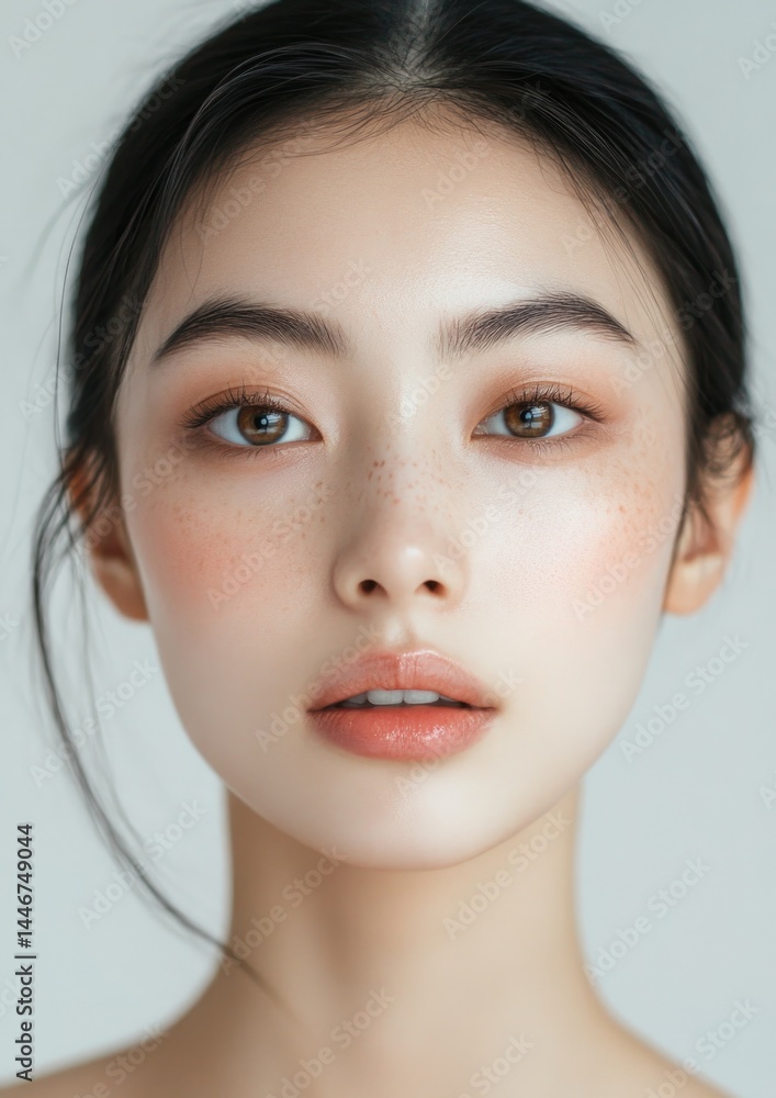 Young and beautiful model present skin care and beauty cosmetic product Young and beautiful model present skin care and beauty cosmetic product