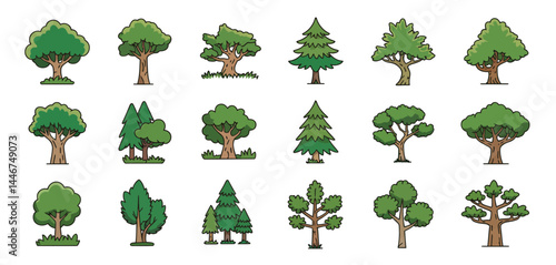 Collection of Cartoon Trees Various Species and Styles