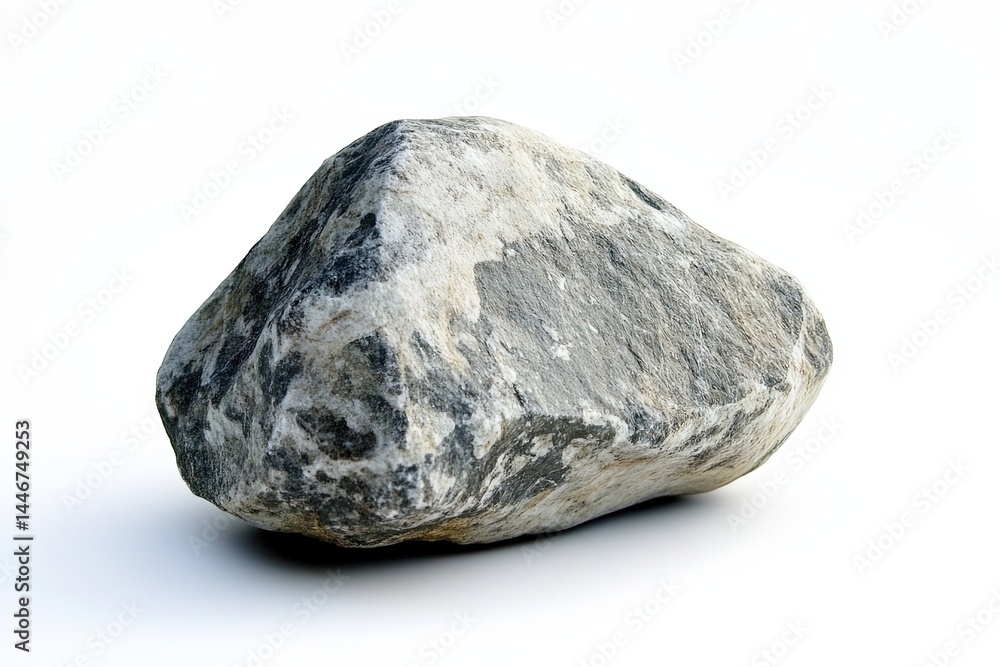 Fototapeta premium A single grey stone isolated on a white background a natural rock specimen showing texture and detail ideal for various design projects and presentations demonstrating natural beauty geological gray
