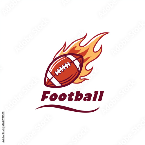 Flaming American Football Logo