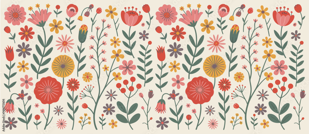 Charming Retro Floral Pattern Seamless Design Charming Retro Floral Pattern Seamless Design
