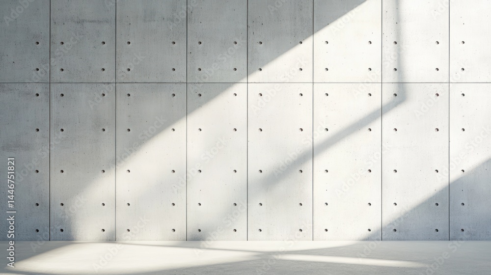 Light-filled modern concrete wall with subtle shadows. A clean, minimalist interior space Light-filled modern concrete wall with subtle shadows. A clean, minimalist interior space