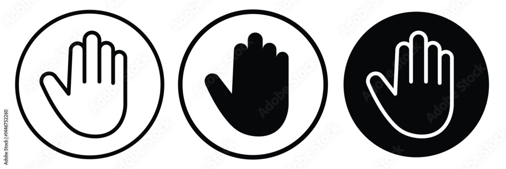 stop sign with hand icon. stop sign with hand icon.