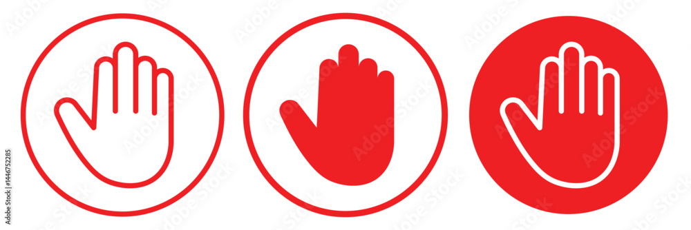 stop sign with hand icon. stop sign with hand icon.