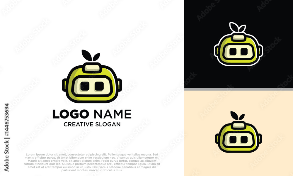 Fototapeta premium green robot character with leaf