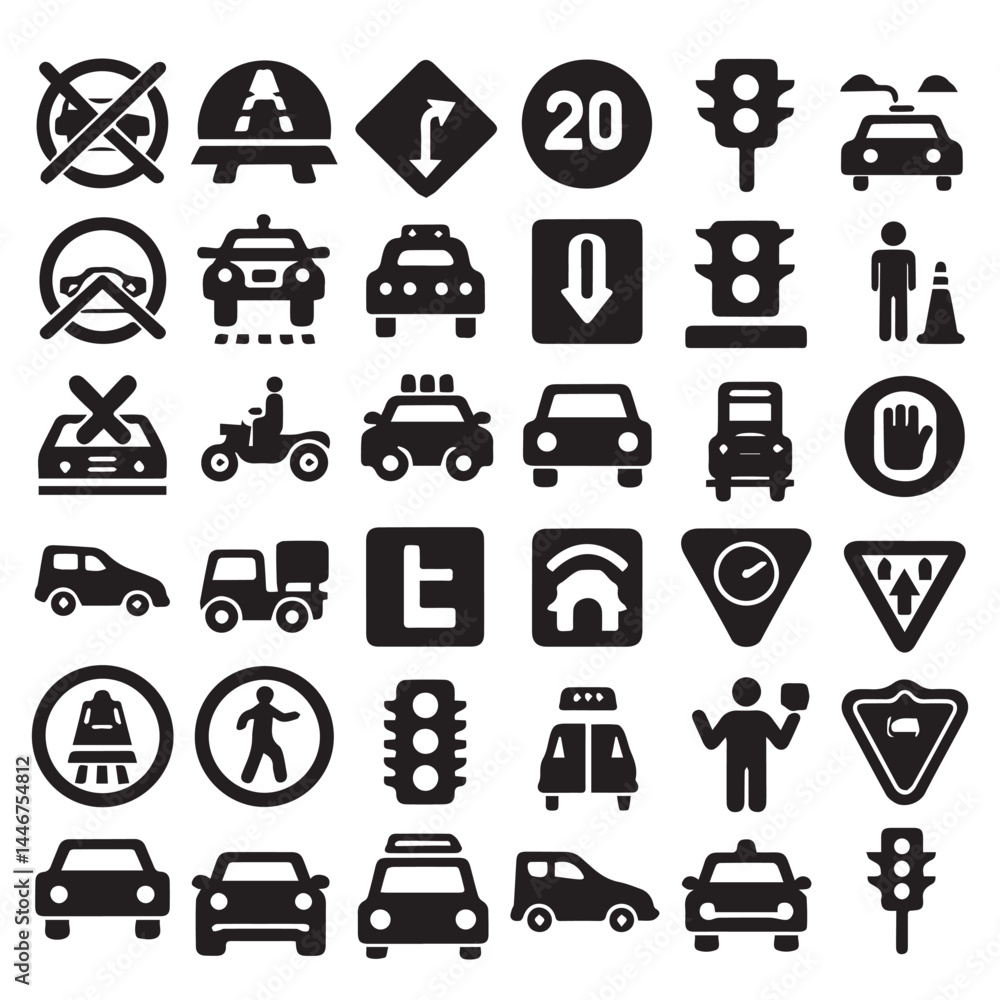 Obraz premium vector traffic icon set in white background.