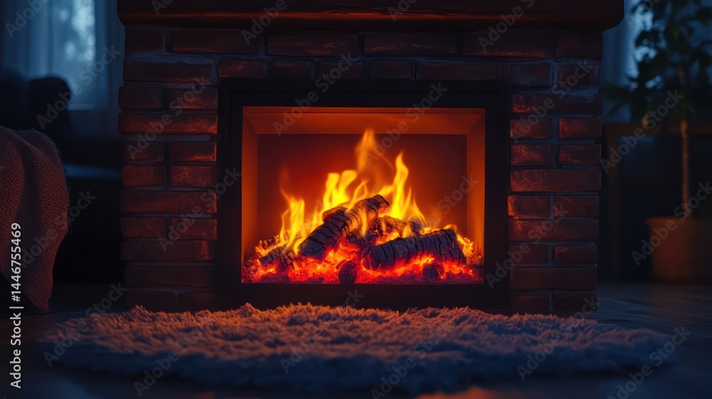 Cozy Fireplace at Night Cozy Fireplace at Night