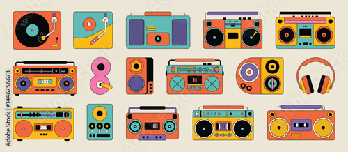 Collection of Retro Audio Equipment and Music Devices