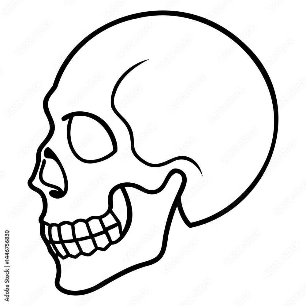 Obraz premium Black line art skull vector illustration isolated on a transparent background ideal for print and web artwork