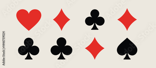 Simple Red and Black Playing Card Suit Symbols