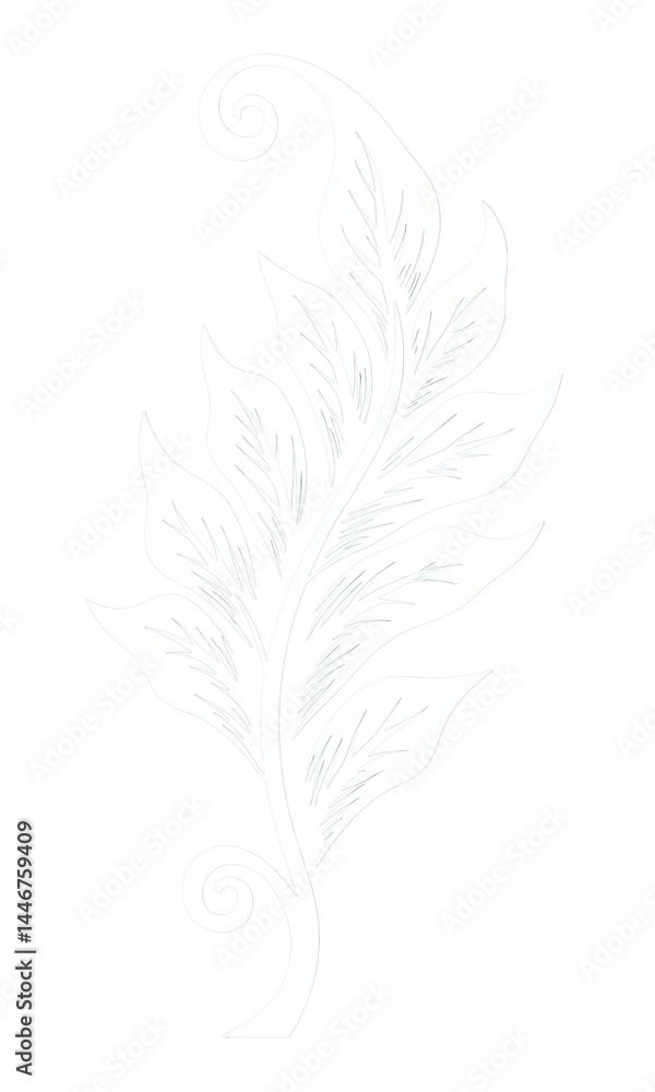 Obraz premium White Floral Scroll Design - Transparent Background