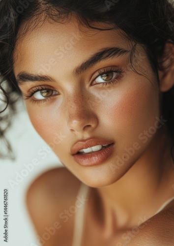 Young and beautiful model present skin care and beauty cosmetic product