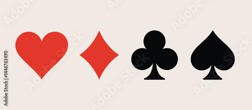 Simple Playing Card Suits Icons Hearts Diamonds Clubs Spades