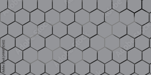 Seamless hexagonal metal grid pattern with geometric design and textured honeycomb structure