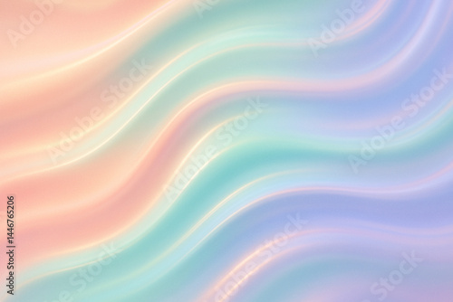 Glossy pastel swirl background, light-infused curves in creamy mint, peach, and periwinkle