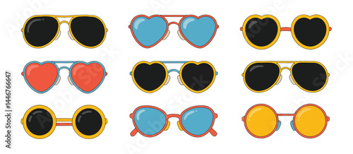 Collection of Colorful Sunglasses in Various Shapes
