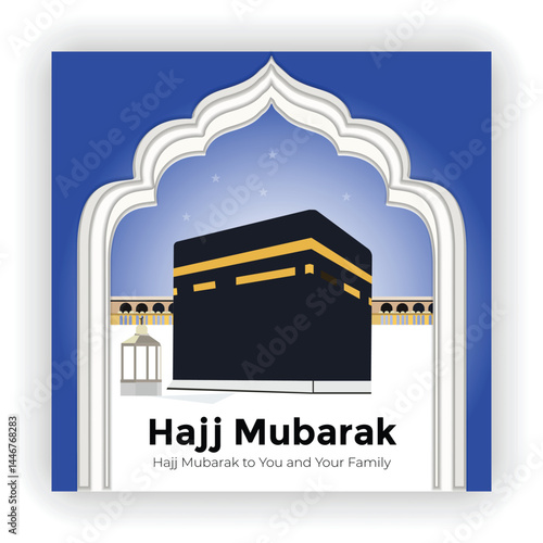 Detailed islamic hajj pilgrimage illustration