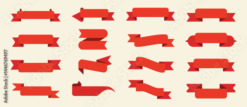 Collection of Red Ribbon Banners for Design Projects