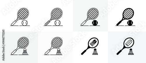 Racket and Ball Sports Icons Tennis and Badminton