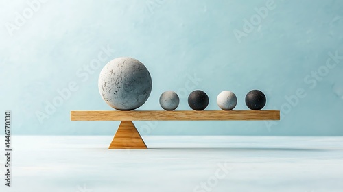 Balance of spheres on a wooden seesaw