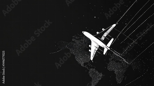Airplane over world map